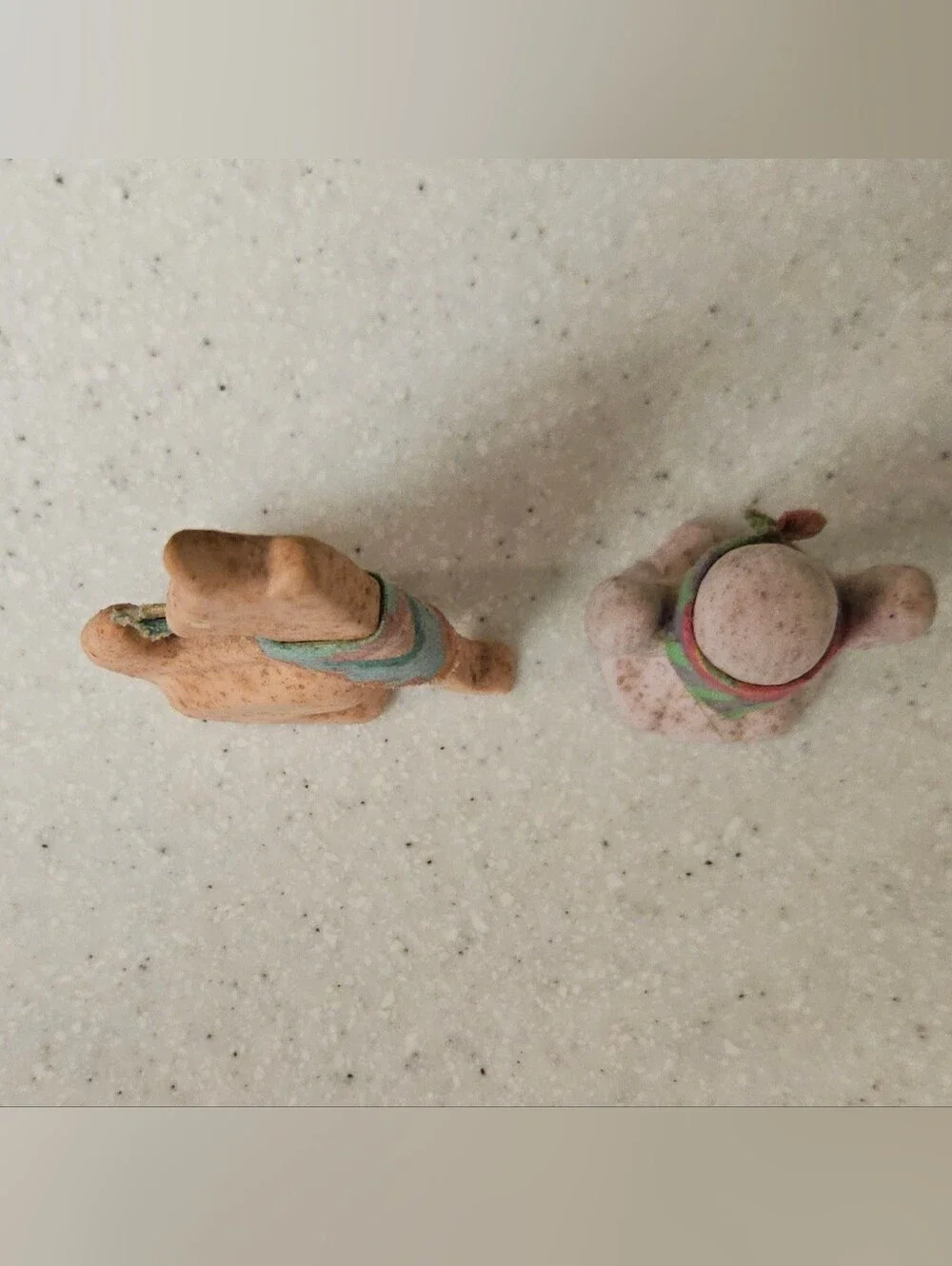 Vintage 90s Porcelain Sand Painted Wolf and Cactus Figurines